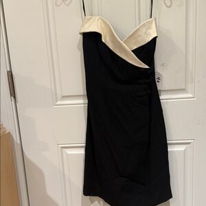 Ann Taylor Vintage Black and Cream Dress with Scarf